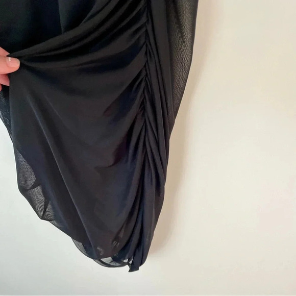 Revolve BP Ruched Mesh Mini Dress Black Plus Size - Picture 6 of 9